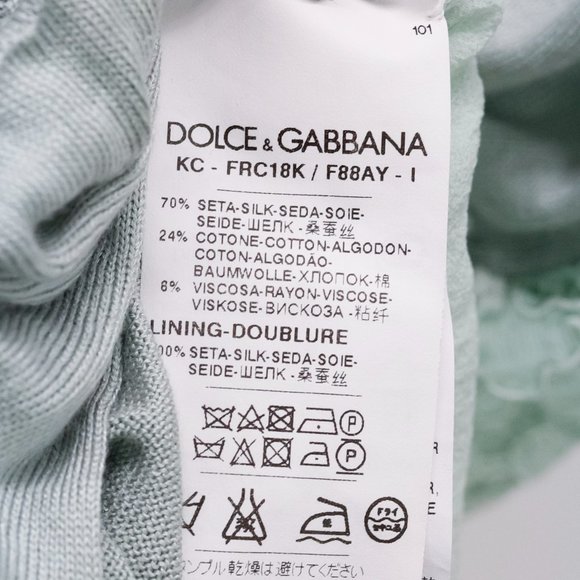 Dolce & Gabbana Pastel Green Silk Lace Back Cardigan - Picture 11 of 14